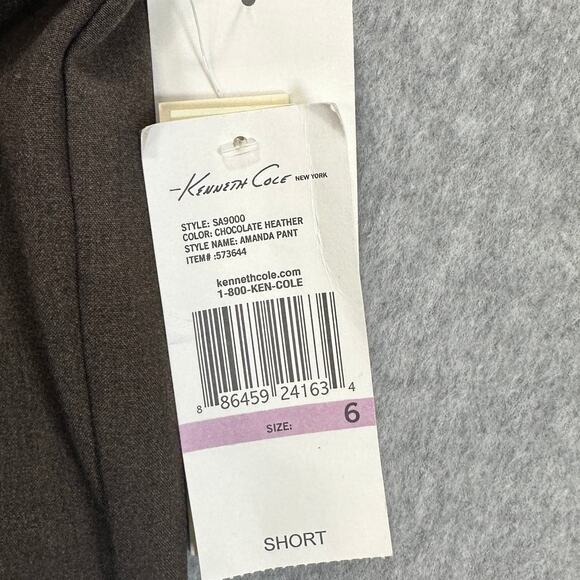 Kenneth Cole Amanda Pant WMNS Size 6 Short Brown Wide Leg Mid Rise Dress Slacks - Picture 6 of 10